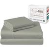 Pizuna Linens Pizuna Set lenzuola letto king size Cotone 160x200 cm argento, 400 fili in 100% cotone a fiocco lungo Sateen Biancheria De Letto con 1 lenzuolo con angoli, 1 lenzuolo sopra, 2 federe