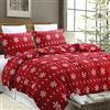 YEPINS Morbido set copripiumino natalizio per Natale e Capodanno, motivo a strisce con fiocchi di neve, renna, colore rosso, in microfibra spazzolata, set copripiumino king size