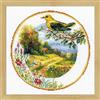 Riolis Kreuzstich-Set Bild mit Pirol, Zählmuster Kit per Punto Croce, Cotone, Multicolore, 30.0 x 30.0 x 0.1 cm
