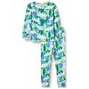 Amazon Essentials Set di Pigiama da Notte Attillati in Cotone Unisex Bambini e Ragazzi, Avorio Mimetica con Orso Festivo/Verde Smeraldo, 11-12 Anni