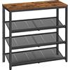 VASAGLE Scarpiera, Scaffale Portascarpe da Ingresso a 4 Livelli con Piano Ampio e Ripiani di Rete Regolabili, Slim, per Entrata Corridoio, Marrone Vintage e Nero Inchiostro LBS040B01