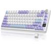 YINDIAO Ajazz AK820PRO Mechanical Keyboard with TFT Smart Display&Knob,2.4G Wireless/BT5.1/USB-C Wired,75% ANSI Layout,5 Sound Absorbing Foams,Hot-Swap Linear Switch,RGB Backlit,for PC,MAC (Purple)