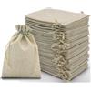 Leylve 30 Sacchetti Juta (di Iuta) 10x15 cm, in Tela Tipo Lino con Cordino, per Regali Riutilizzabili per Sacchetti Profumati di Lavanda, per Gioielli e DIY Matrimonio, Natale e Avvento (Natura)