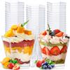 Frasheng 60 Pezzi 60ml/2oz Tazze Bicchieri da Dessert con 60 Cucchiai Plastica, Coppette da Dessert, Set di Bicchieri da Dessert Quadrati, Riutilizzabili per Budini, Gelati, Mousse, Buffet, Festa