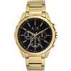Armani Exchange Orologio da uomo in tonalità oro, movimento cronografo al quarzo e cassa da 44 mm con cinturino in acciaio, Tonalità oro e carbone