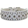 haoyueer Collare per cani unisex in pelle con borchie taglia M, L, per pitbull, dobermann, taglia M, L, bianco