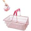 Cyrank Mini Cestini della Spesa Giocattoli, Cestini della Spesa Giocattolo in Ferro Cestino della Spesa Portatile Mini per Bambini con Maniglie Cesto Portaoggetti da Tavolo Ornamenti (Rosa)