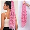 LesafeV Extension a coda di cavallo super lunga, 80 cm di spessore, sintetica, sciolta, ondulata, con clip, coda di cavallo alta, per donne, senza cuciture, colore: rosa