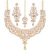 Touchstone Grande collana di gioielli da sposa di Royal Indian Bollywood White Rhines per donna Oro
