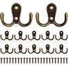 Rapidbok Ganci Appendiabiti, 12 Pezzi Gancio Appendiabiti Doppi in Metallo, Vintage Gancio per Asciugamani con 24 Viti, Ganci Appendi Cappotto per la Porta Della Camera da Letto del Bagno (Bronzo)