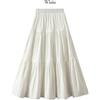 Donna Fronzoli a-Line Elastico Vita Alta Mezzo Abito Solido Swing Festa Moda
