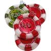 Dekohelden24 Lauschaer - Palline per albero di Natale Lauscha, palline per albero di Natale, ornamento in vetro in stile casinò, getto rosso e verde con corona argentata, 8 x 3 x 10 cm (lunghezza x