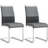 FC Set di 2 moderni Sedie per sala da pranzo, con più alto schienale realizzato, in PU e imbottito Lino, per Cucina e ufficio, Grigio