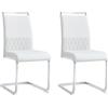 FC Set di 2 moderni Sedie per sala da pranzo, con più alto schienale realizzato, in PU e imbottito Lino, per Cucina e ufficio, Bianco