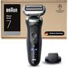 Braun Serie 7 Rasoio Elettrico Barba, Wet&Dry, Regolabarba Uomo, Rasoio Barba, 60 Min Di Utilizzo, Accessorio Rifinitore di Precisione, Senza Fili,100% Impermeabile, Regolabarba Braun, 72-N1200SI,Nero