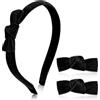 MBAIYO Set di 3 fermagli per capelli con fiocco in velluto, grazioso fiocco nero, mini fascia per capelli, forcine per capelli estetiche, accessori eleganti per donne (nero)