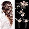 Andibro 4 pettini per capelli da sposa, da sposa, con strass, con perle, per donne, ragazze, balli, damigelle d'onore