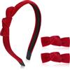 MBAIYO Set di 3 fermagli per capelli con fiocco in velluto, grazioso cerchietto rosso con mini fiocco, forcine per capelli estetiche, accessori carini per donne (bordeaux)