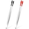 Amabro 2 Pinzette Modellismo,Pinzette Di Precisione,Pinzette Con Punte In Gomma Pinzette In Acciaio Inox Con Punta Piatta In Gomma Pvc Piatte Antiscivolo Per Laboratori Gioielli Francobolli Monete