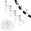 Andibro 100 fascette stringicavo per unghie, morsetti per cavi con chiodo, fissaggio a parete, 6 mm, per cavi di rete, colore bianco (6 mm)