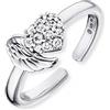 Engelsrufer Anello da donna in argento sterling con ali e cuore, regolabile, senza nichel, misura unica, Argento sterling, Zirconia cubica