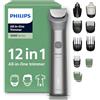 Philips Rifinitore All-in-one Multigroom Serie 5000 12 in 1 - Rifinitore per barba, capelli e corpo, lame autoaffilanti interamente in metallo, 20 impostazioni di lunghezza (0,5-20 mm), MG5952/30