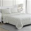 Martha Stewart Rachel Jacobean Floral - Set di lenzuola in 100% percalle di cotone 300 fili, verde/viola, 4 pezzi: 1 lenzuolo piano, 1 lenzuolo con angoli, 2 federe standard, lenzuola stampate in