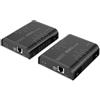 DIGITUS Set estensore IP HDMI KVM - UHD 4k 60Hz - portata 40 m - HDMI 2.0 - trasmettitore e ricevitore - fino a 253 ricevitori - 2x USB per mouse e tastiera - punto a punto - CAT 6 - nero
