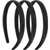 JIEYAO 3 cerchietti per capelli in raso nero da donna, 1,5 cm di larghezza, antiscivolo, solidi, morbidi, semplici, accessori per capelli alla moda, per fai da te, cosplay, vacanze, costumi, regali