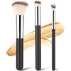 Amaxiu Set di 3 pennelli Kabuki per fondotinta, correttore e fard, per sfumare, scolpire, evidenziare, trucco minerale
