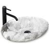 Rea Lavabo da Appoggio Pietra Lavandino in ceramica - Forma ovale - 49 x 31 cm - Grigio - Per bagno
