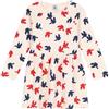 Petit Bateau A0cy6 Abito A Maniche Lunghe, Ecrù/Multicolore, 3 Anni Bambina
