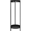 Fashionoda Supporto per piante da fiore in metallo a 2 ripiani con 2 espositori rimovibili, per interni o esterni, vaso per piante da esposizione (nero)