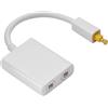 Akozon Toslink Splitter 1 in 2 out, Cavo Adattatore Splitter Audio Nero Dual Port Toslink Digital Optical (Bianco)