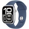 Apple Watch Series 10 GPS 42mm Cassa in Alluminio Color Argento con Denim Sport