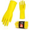 Vgo... 3 paia Guanti Pulizia Riutilizzabili Casa per Lavaggio Piatti, Guanti da Cucina Lavapiatti in Gomma, Spessore Extra a Maniche Lunghe(XL,Giallo 3 paia)