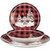 Royal Norfolk Cottage Servizio Tavola, 18 Piatti, Porcellana, Rosso, Natale