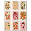 KBKBART Set di 9 stampe artistiche da parete con mercato della frutta, poster astratti colorati, stampe limone, arancia, banana, fragola, mango, pompelmo, cucina, galleria, pittura, tela, per sala da