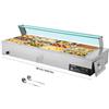 VEVOR Scaldavivande Commerciale, Scaldavivande Elettrico in Acciaio Inox da 1700 W con Coperchio in Vetro, Bagnomaria da Banco a 12 Teglie, con Mestoli per Zuppa e Forati, per Ristoranti