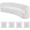 VEVOR Divano Moderno in Velluto a Coste Lunghezza 284 cm con 4 Cuscini, Divano con Seduta Ampia Profonda, Poltrona Relax in Peluche per Soggiorno, Camera da Letto, Bianco
