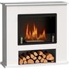 HOMCOM Camino a Bioetanolo da 0.9L con Ripiano Inferiore, in Acciaio Inox e Vetro Temperato, 86x30x82 cm, Bianco