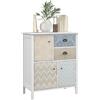 HOMCOM Cassettiera, Shabby Chic Kommode, 2 Cassetti, 3 Ripiani a Sportello, Legno di Pino, 68x34x80cm, Bianco