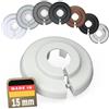 FUX Copri Tubi Termosifoni - 2 Rosette per Termosifone 15mm, Grigio chiaro (RAL 7035) - Copertura per Tubi Riscaldamento, Rosette Termosifoni, Accessori Termosifoni