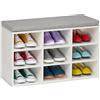 Relaxdays Panca Porta Scarpe da Ingresso 9 Scomparti Portascarpe e Cuscino Imbottito, HLP: 49,5x80x31 cm, Bianco Grigio