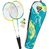 Talbot-Torro Schildkröt Talbot-Torro Premium Badminton-Set 2-Fighter, 2 Racchette in Alliminio Leggere e Maneggevoli, 2 Volani, in Una Borsa Preziosa, 449412, Bambini Attacker Junior Unisex Adulti, Taglia Unica