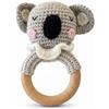 bambuskind Koala - Sonaglio all'uncinetto per bambini a partire da 0 mesi, realizzato a mano, 100% cotone e anello in legno naturale, resistente alla saliva, privo di sostanze nocive e motorie, regalo ideale per