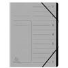 Exacompta - Rif. 540711E - Cartone da 10 raccoglitori con dorso aggraffato, con elastico, copertina stampata in carta lucida e interna in carta riciclata nera, 7 scomparti, 24,5 x 32 cm, formato A4