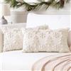 Artscope 2 Pezzi Natalizio Federe in Lana Corta Velluto Copricuscini Morbido Decorativo Fodere per Cuscino Lusso Stile per Divano Camera da Letto Natale Alberi e Neve Beige 40x60 cm