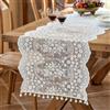 DONGKER Runner da Tavola in Pizzo Bianco, Tovaglia da Pranzo con Fiore Ricamato, Runner Europeo Elegante per Decorazioni per Matrimoni, Tavoli da Pranzo e Feste