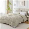 WAVVE Piumino una Piazza e Mezza Invernale 200x200 cm 450 gr/mq - Piumone Caldo da Letto 120x190, Trapunta 200 x 200 cm in Microfibra Sintetica, Beige